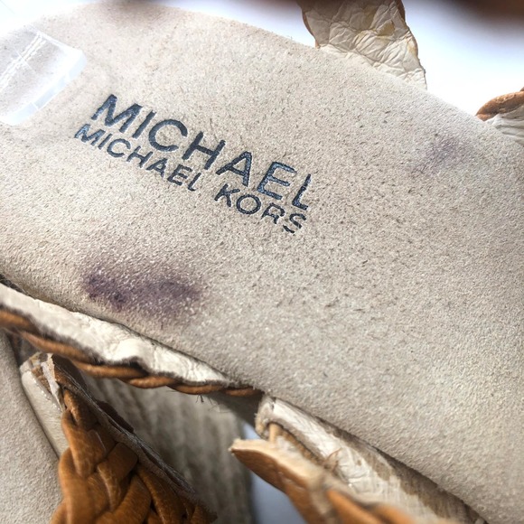 Michael Kors Tan‎ Braided Espadrille Wedge Heel Platform Sz 10 - Picture 5 of 9